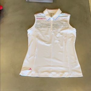 Adidas NWT White/Grey/Pink Sleeveless Collar Shirt